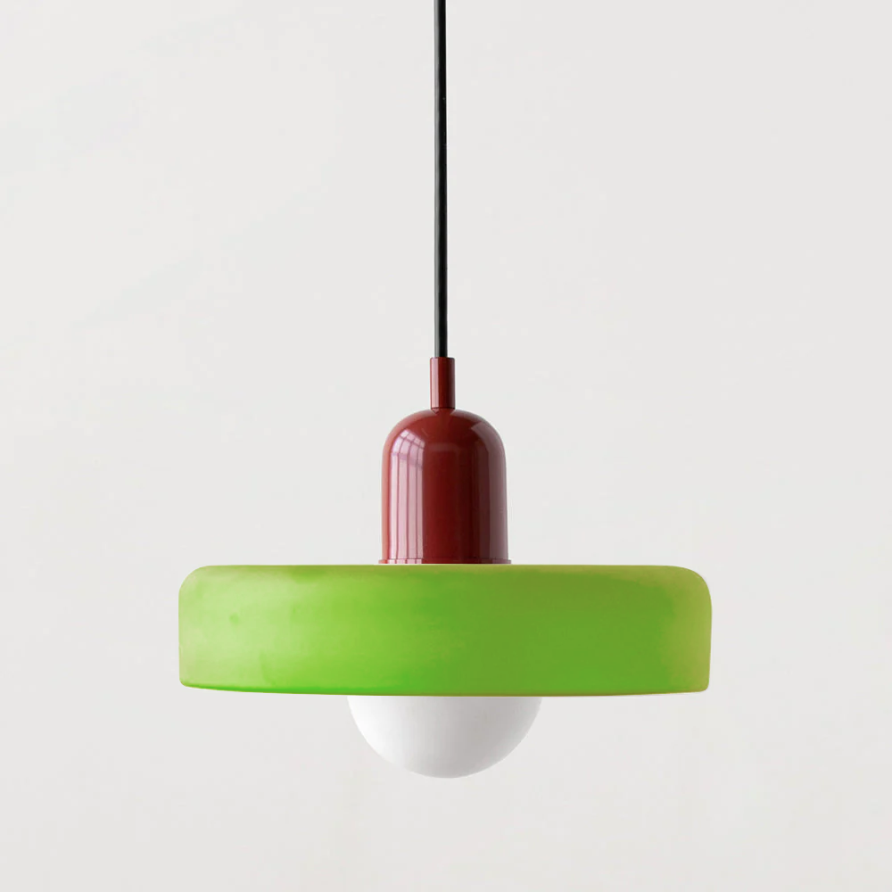 Bauhaus pendel | Farvet glas | Moderne design | Energibesparende lyskilde | Funktionel elegance | Ideel til stue og spisestue | Livlig touch | Elegant detaljeret belysning | Alsidig og stilfuld lampe