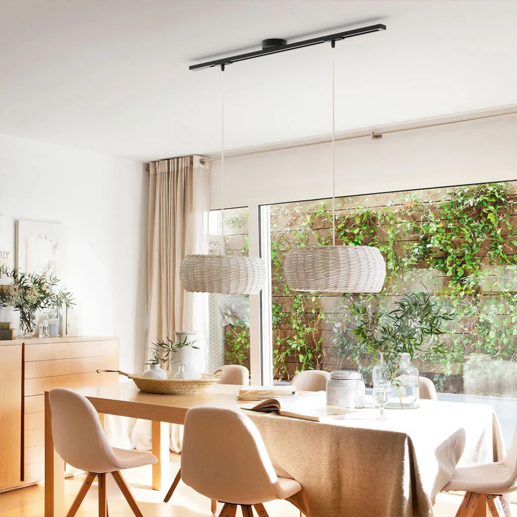 Morris Loftskinne til Pendellampe | 360° Rotationsdesign | Universal kompatibilitet | Fleksibel installering | Sort aluminium | Inkl. 3 lyskilder | Let positioneringsjustering | Moderne belysningsløsning