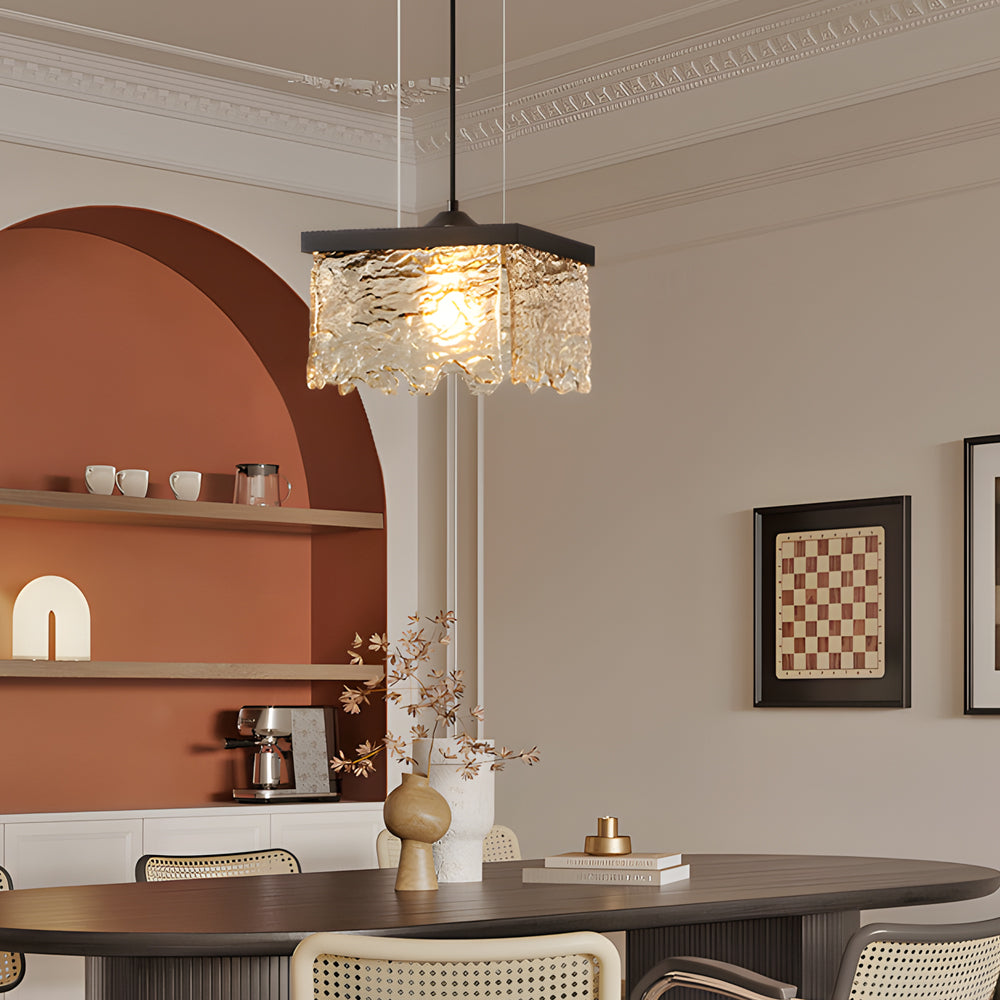 Couronne en verre | Noir | Style moderne | Réglage de la température de couleur en 3 étapes | Source lumineuse E27 | Salle à manger & Bar | 23 cm de