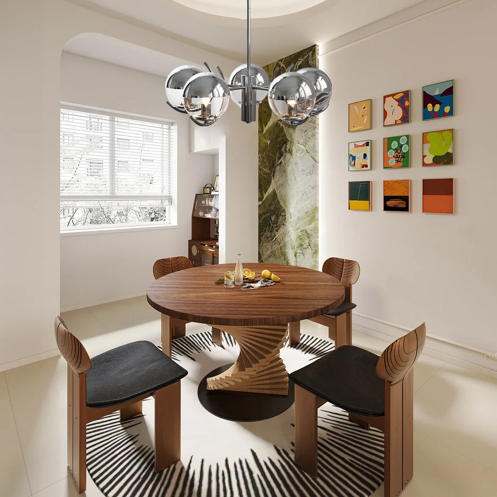 Nordisk Moderne Lysekrone | Mælkehvidt Glas | 4/5 Lyskilder | Galvaniseret Jern | E14 Lampefatning | Interiør Belysning | Kunstnerisk Design