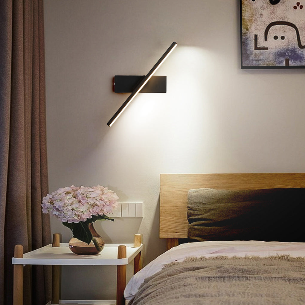 Sort | Weiß | 330° Justierbar Drehbar | Minimalistische LED Wandleuchte | Geometrisches Design | Silikon Bildschirm | Aluminium | Schlafzimmer