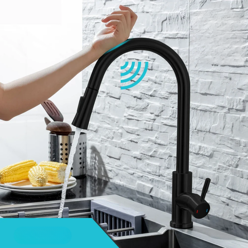 TouchFlow Køkkenarmatur | Smart Sensor | Berøringsfølsom Kontrol | Børstet Rustfrit Stål | Moderne Design