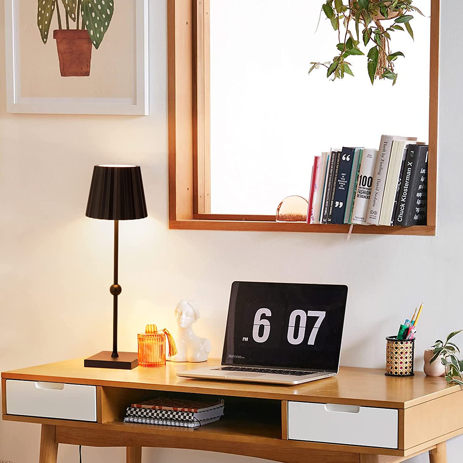 Luminoir Kabellose LED Tischlampe Schwarz | Stufenlose Dimmung | Wasserdicht IP54 | USB Aufladung | Batteriebetrieb | Minimalistisches Design | 37 cm