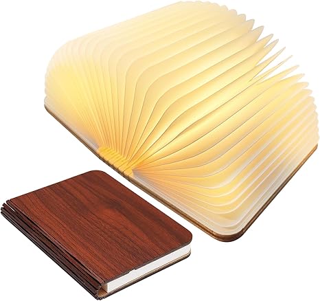 LED Lampe | Fortryllende Design | Åben Bog Form | Sensorstyring | Brun | Genopladelig | USB | CE Certificeret