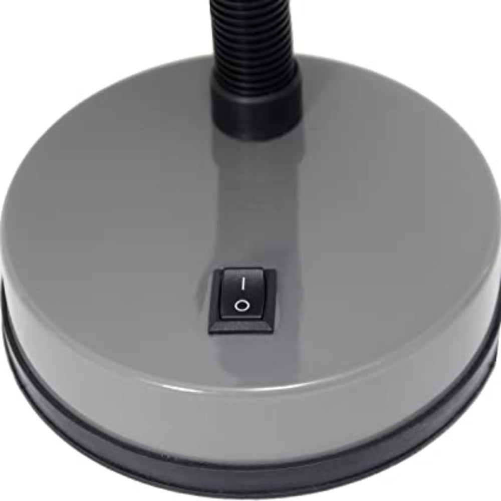 Elastyczna lampa LED | Regulowana szyjka | Szara lampa | Stabilna metalowa podstawa | Idealna do biura i domu | Kompaktowa konstrukcja | Źródło