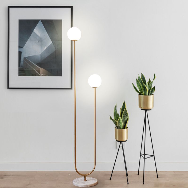 Valentina | U-förmige LED-Lampe | Metall- und Keramikdesign | Gold-Finish | Perfekt für Wohnzimmer und Schlafzimmer | IP20 | 5 Lichtquellen