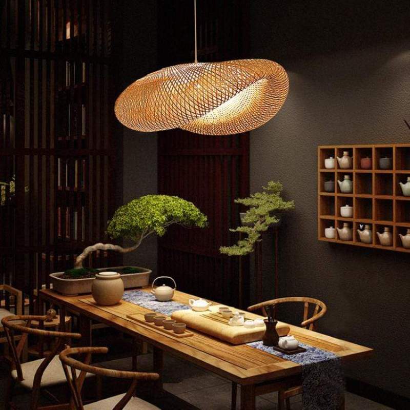 ZenBamboo | Lampa LED | Materiał bambusowy | Nowoczesne | Oświetlenie sypialni | Ciepła biel | Naturalny i ciemny bambus | Stylowy design