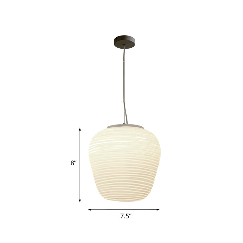 Marie | Moderne loftlampe | Ribbet glas | 1 Lyskilde | Hvid ramme | E26/E27 montering | Elegant pendel | Indendørs belysning | Alsidig