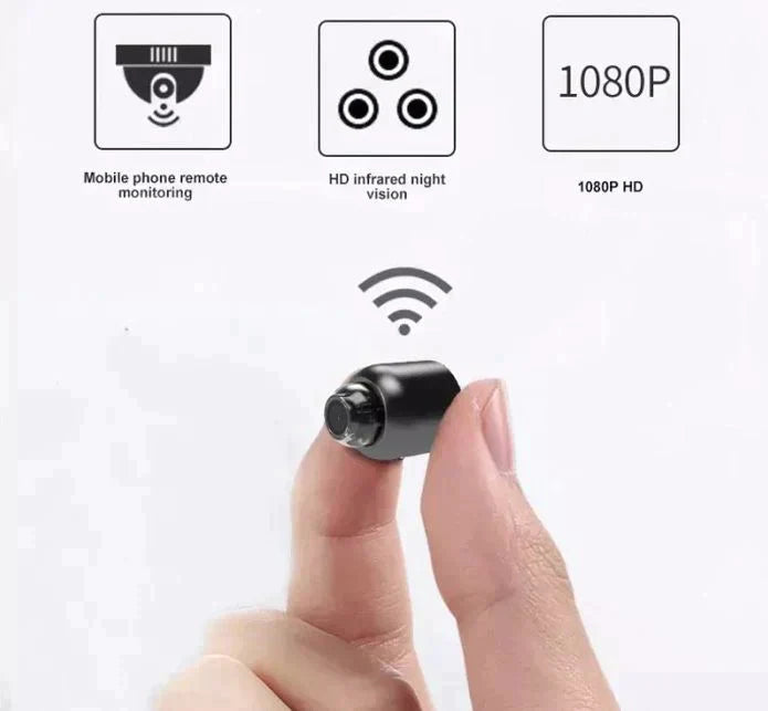 SECURECAM | Kompakt WiFi Kamera | Full HD 1080p | Natkikkert Infrarød | Til Smartphone | Udendørs & Indendørs | iOS & Android Kompatibel | Cloud & microSD Lagring | Hjem & Kontor Overvågning