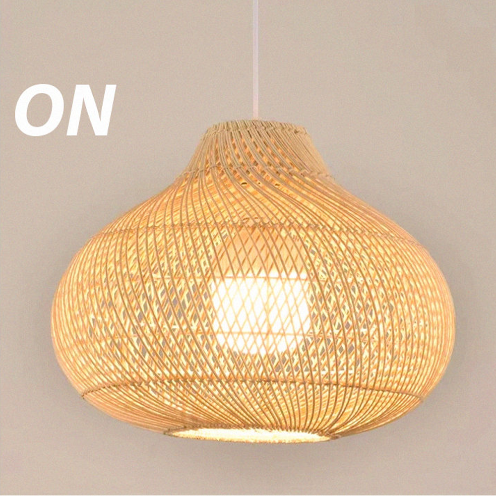 Boho Ø-naturligvis Handgefertigte Rattan Pendelleuchte | Holzfinish | E27 Lichtquelle | 150 cm Kabel Länge | Wohnkultur | Nicht dimmbar | Trockene