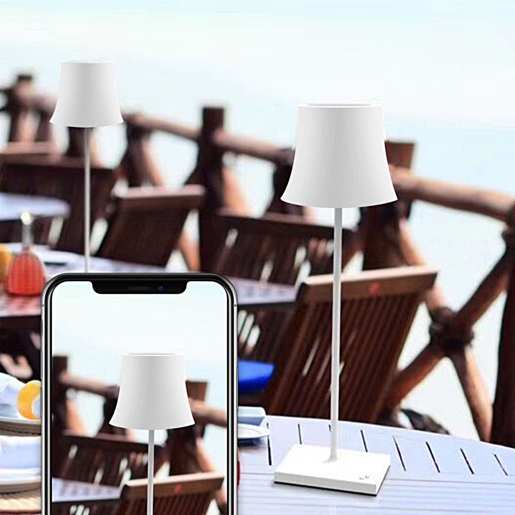Evelien | Lampe de table LED sans fil rechargeable | Blanc mat/noir | IP54 étanche | Dimmable via contrôle tactile | Recharge USB | 38 cm | Design