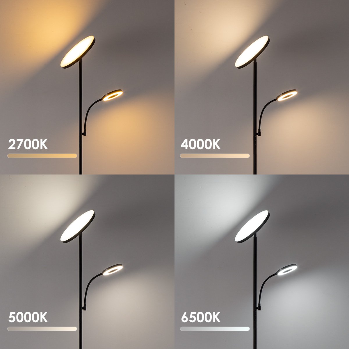 Moderne LED-Beleuchtung | Schwarze Stehlampe | Verstellbare Spots | Dimmbarer Lichtstärke | Professionelles Wohnungsdesign | Home Sweet