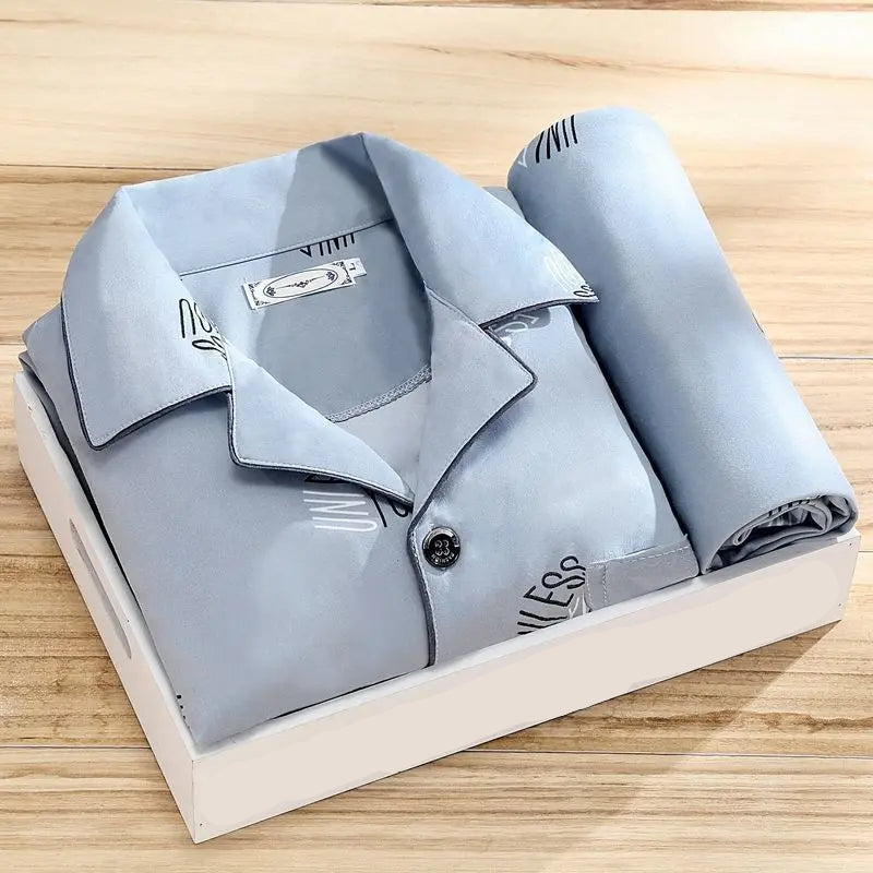 David | Blød Silkeblød Pyjamas til Mænd | Klassisk Skjorte Design | Åndbart og Komfortabelt Stof