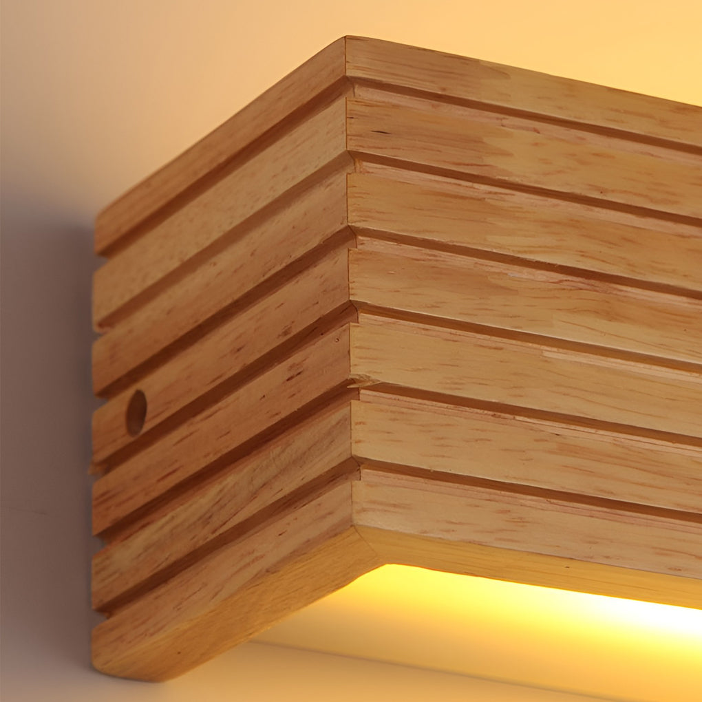 NordicLux | Wasserdichte LED Wandleuchte | IP65 | Holzdesign | Spiegelbeleuchtung | 30x10x5 cm | Warmweiß 3000K | Energiesparendes Licht | Modern