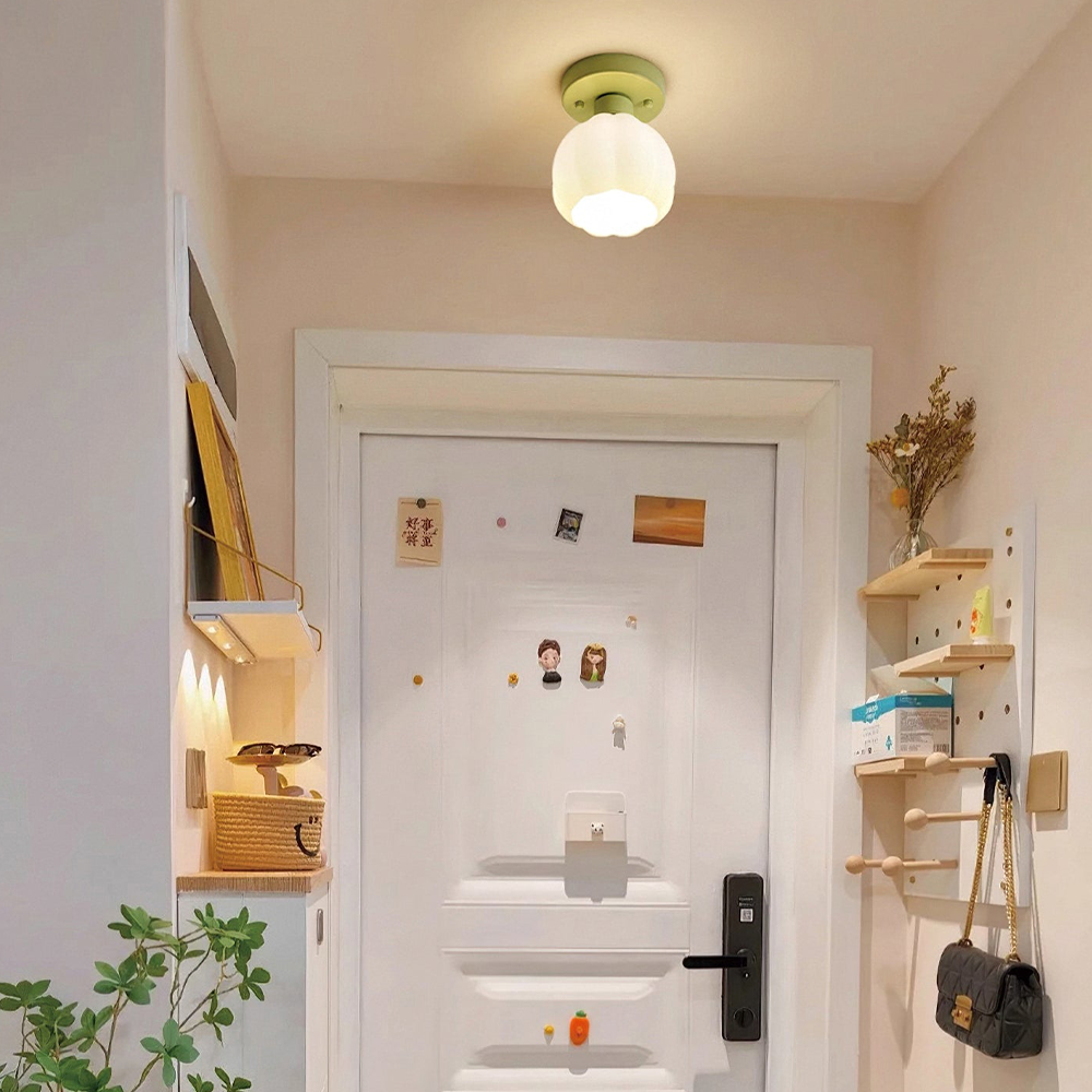 Lampa sufitowa LED w kształcie dyni | Romantyczny design | Szkło i metal | 3 temperatury barwowe | Idealna do przedpokoju i