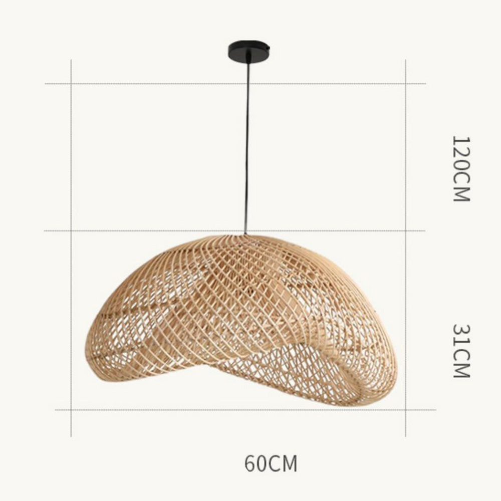 Bauhaus-inspirierte Deckenlampe | Handgefertigtes wolkenförmiges Design | Rattan & Eisen | Elegante Beleuchtung für moderne Häuser | E27 Fassung