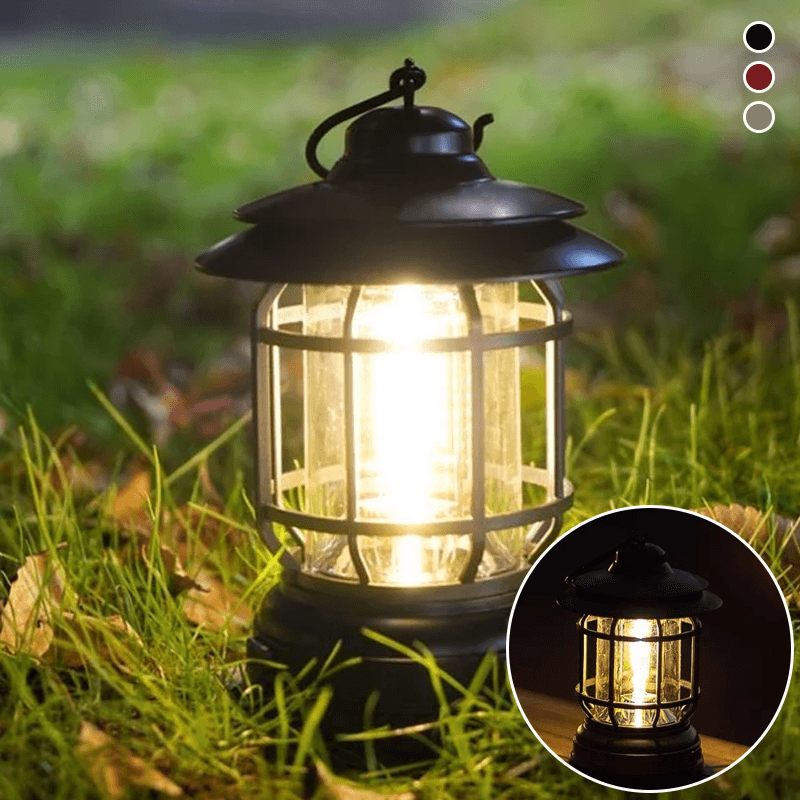 Lampe de poche vintage LED | Lumière de camping rétro | Éclairage extérieur | Intensité réglable | Idéal pour festivals, pique-niques et jardin