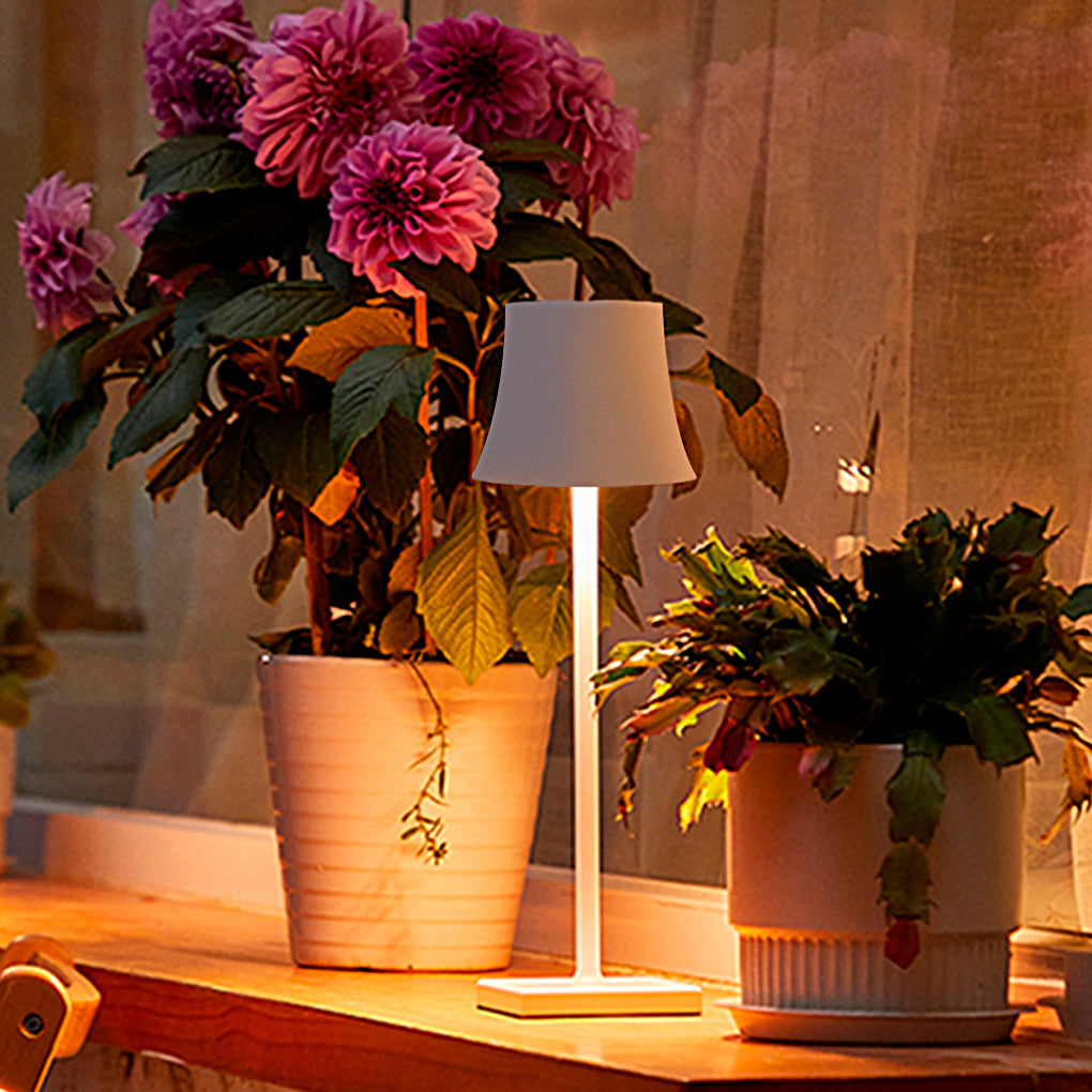 Evelien | Lampe de table LED sans fil rechargeable | Blanc mat/noir | IP54 étanche | Dimmable via contrôle tactile | Recharge USB | 38 cm | Design