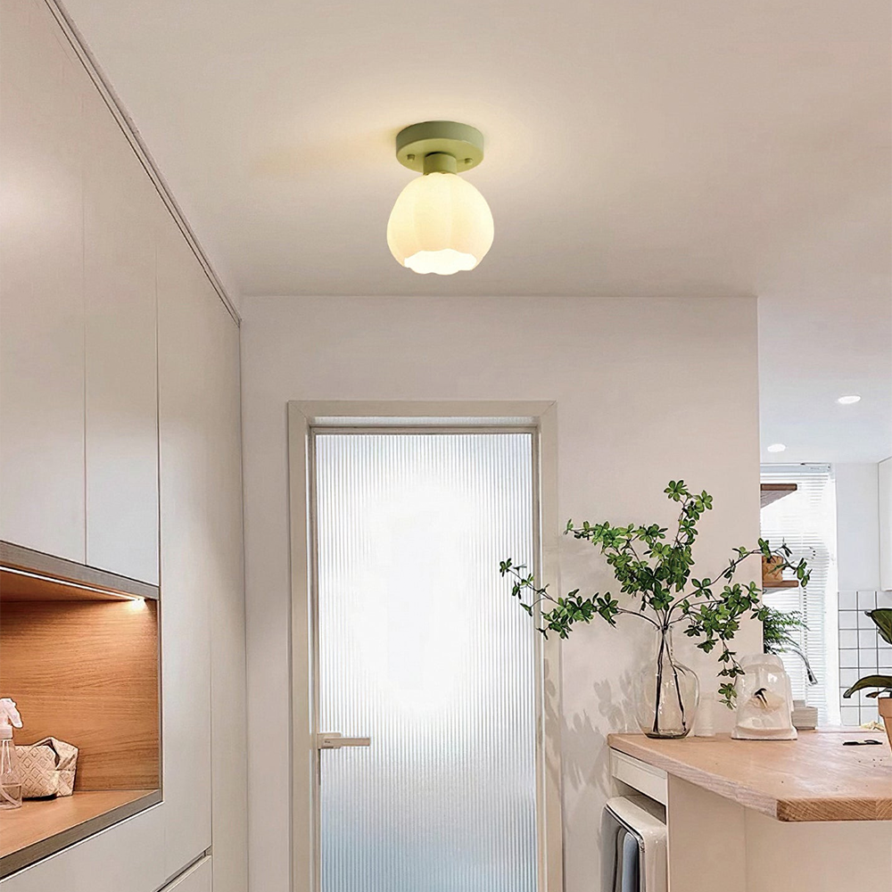 Lampa sufitowa LED w kształcie dyni | Romantyczny design | Szkło i metal | 3 temperatury barwowe | Idealna do przedpokoju i