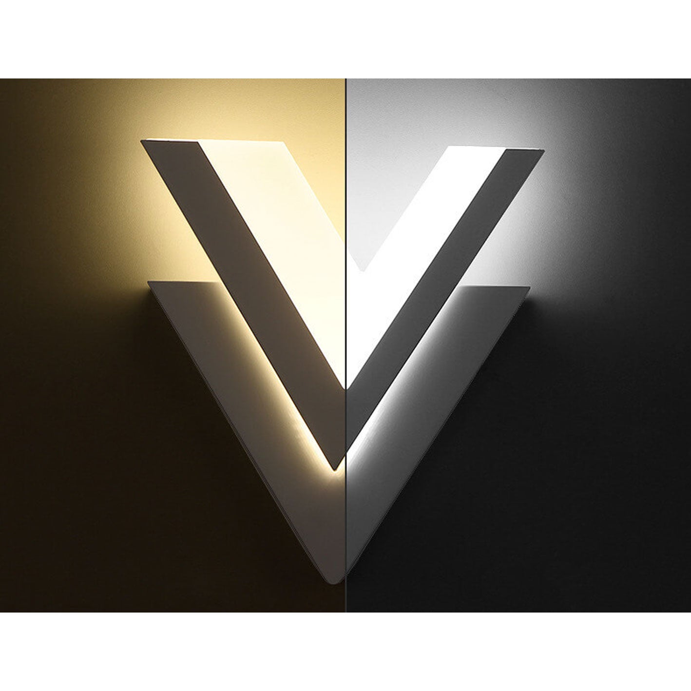 Moderne LED V-förmige Wandbeleuchtung | Einstellbare Farbtemperatur | Energieeffizient 12W | 1200 Lumen | Weißes Acryl und Eisen | Für Schlafzimmer