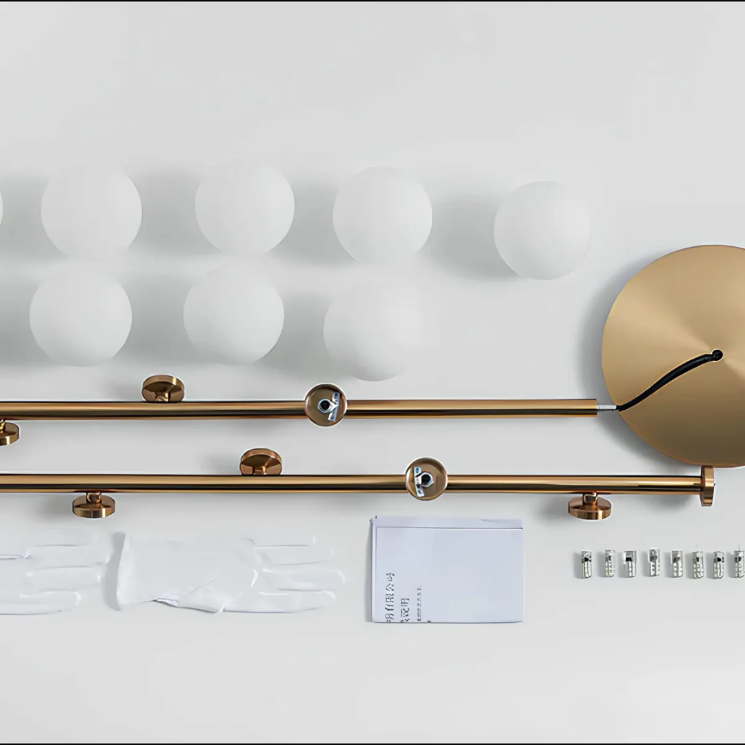 Elivaro | Moderne Stehlampe mit LED Licht | Schlankes Design in Gold/Schwarz | Glasdetails | Effektive Beleuchtung | Robuste Konstruktion | Stilvolle