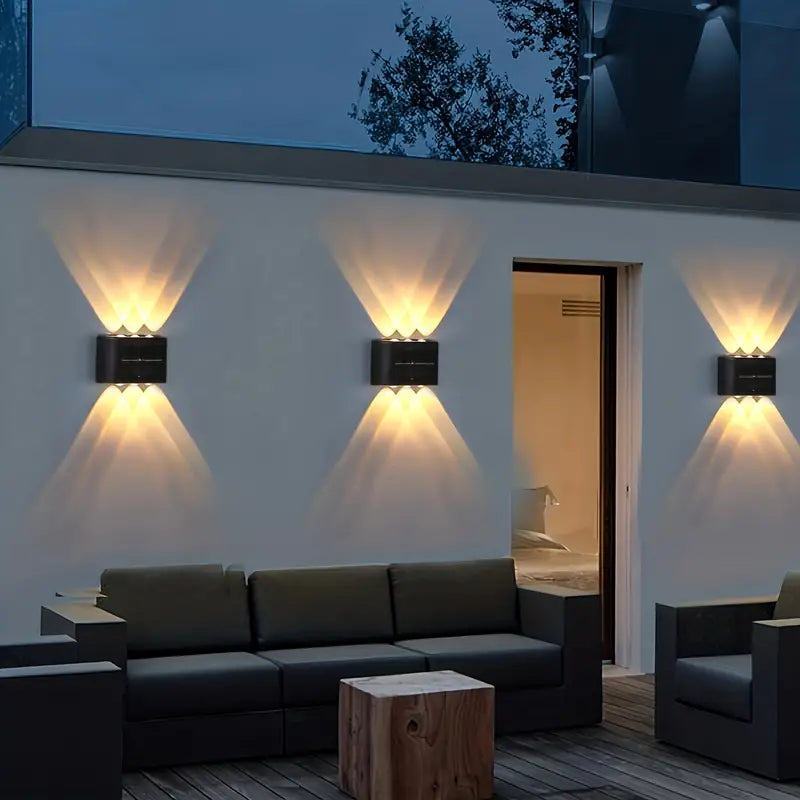 Lampe extérieure LED à cellules solaires | Acier inoxydable noir | Design moderne | Pour jardin et terrasse | Installation sans fil | 20 lumières LED