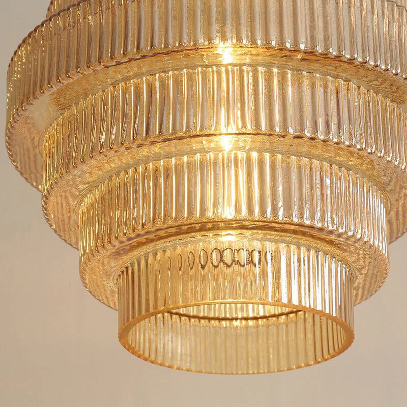 Clarity Loftlampe | Antik Messingflaske | Stribet Glas | Moderne Hængelampe | Køkken & Spisestue Indretning