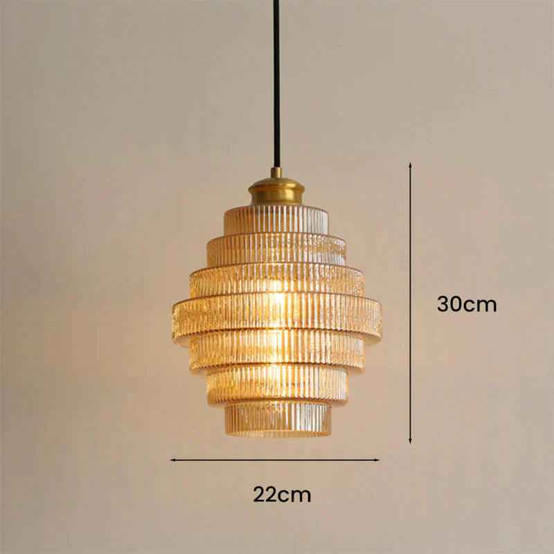 Clarity Loftlampe | Antik Messingflaske | Stribet Glas | Moderne Hængelampe | Køkken & Spisestue Indretning