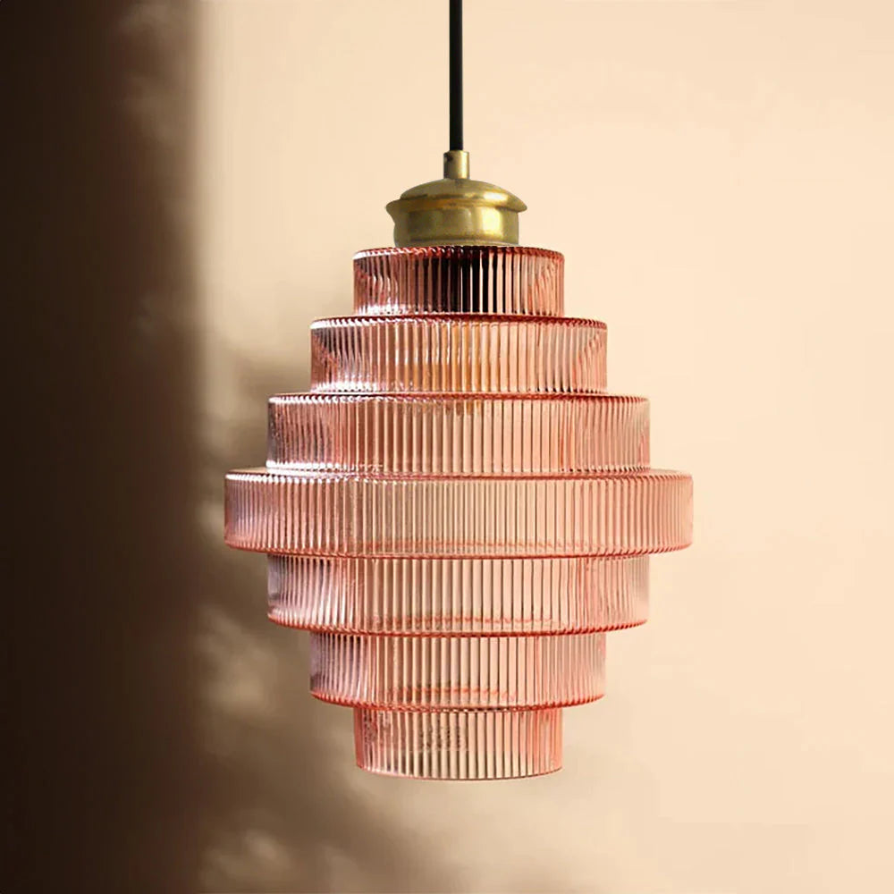 Clarity Loftlampe | Antik Messingflaske | Stribet Glas | Moderne Hængelampe | Køkken & Spisestue Indretning