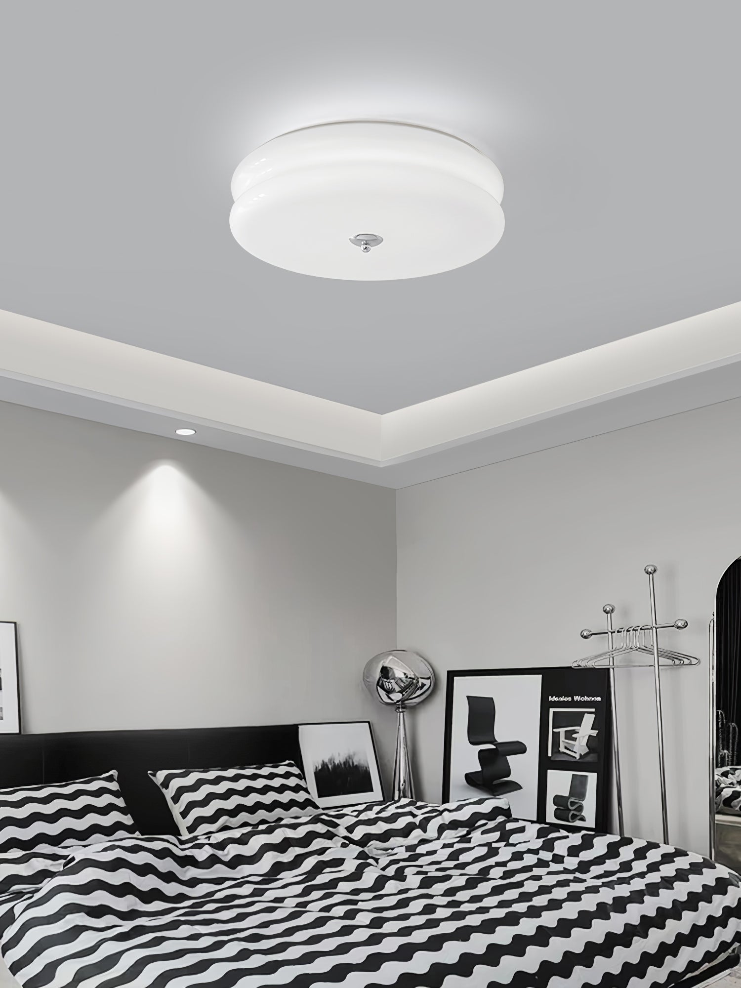 Art Deco loftslampe | Vintage design | Geometrisk elegance | Lysmuligheder 3000K-6000K | Integreret LED | Jern, metal og glas | UL, ETL, CE certificeret | Perfekt til stue, spisestue, entré