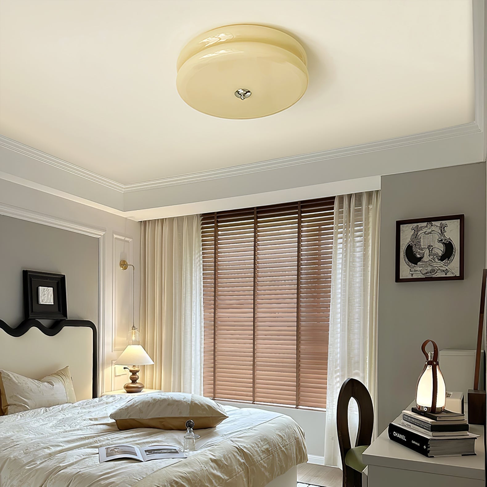 Art Deco loftslampe | Vintage design | Geometrisk elegance | Lysmuligheder 3000K-6000K | Integreret LED | Jern, metal og glas | UL, ETL, CE certificeret | Perfekt til stue, spisestue, entré