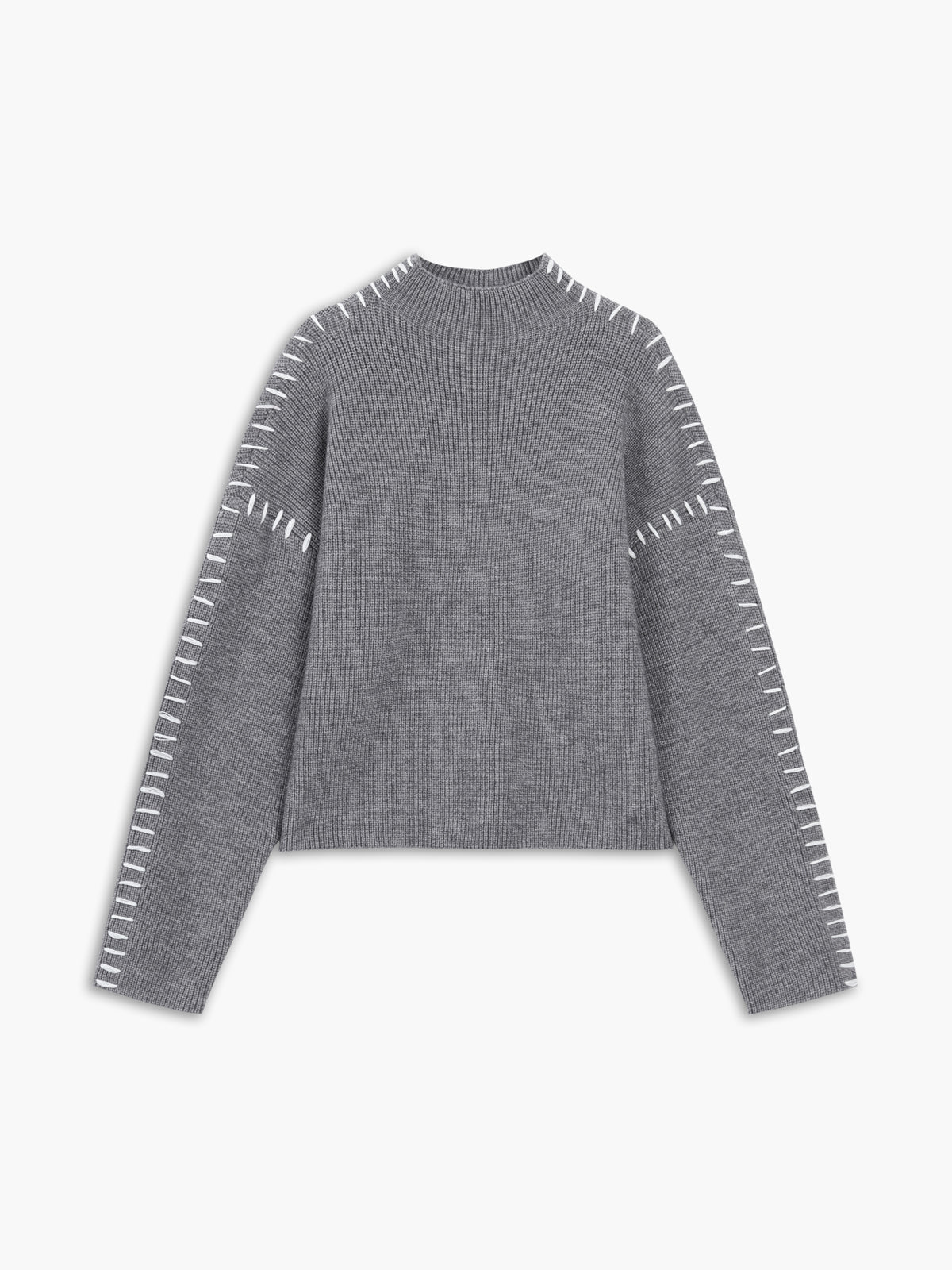 Flyt Fokus | Oversized Mock Neck Striktrøje med Elegant Design til Kvinder | Behagelig Pasform | Varm og Hyggelig til Kolde