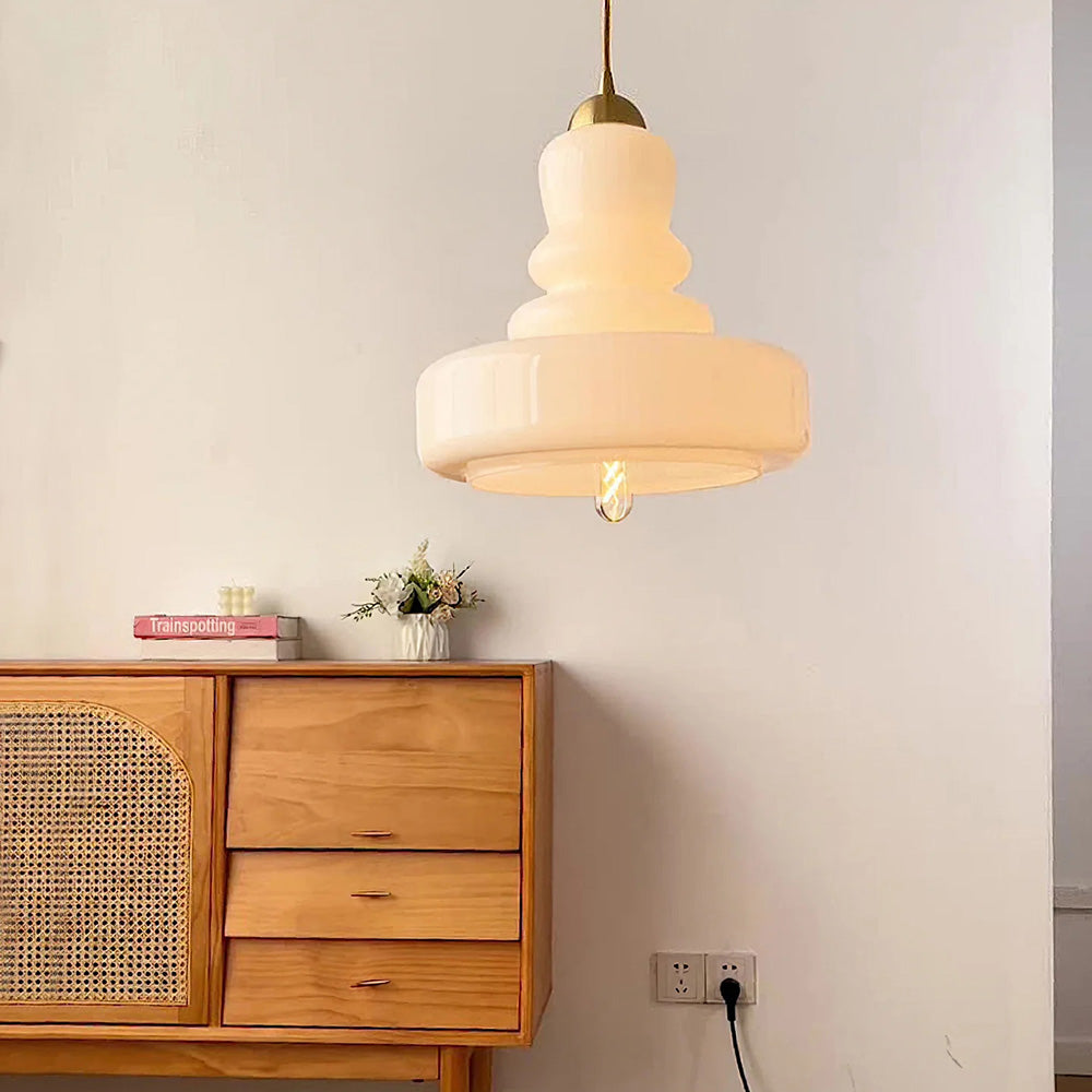 Lampa sufitowa Mila Bauhaus | Kolorowa szklana tykwa | Regulowana, 150 cm | Certyfikat CE UL | Beżowy, żółty, zielony, biały, pomarańczowy | Gniazdo