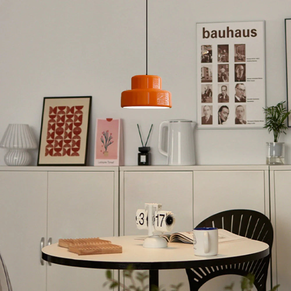 Bauhaus Vintage Orange Ophæng | Justerbar Højde | 35 cm Diameter | E27 Fatning | Ideel til