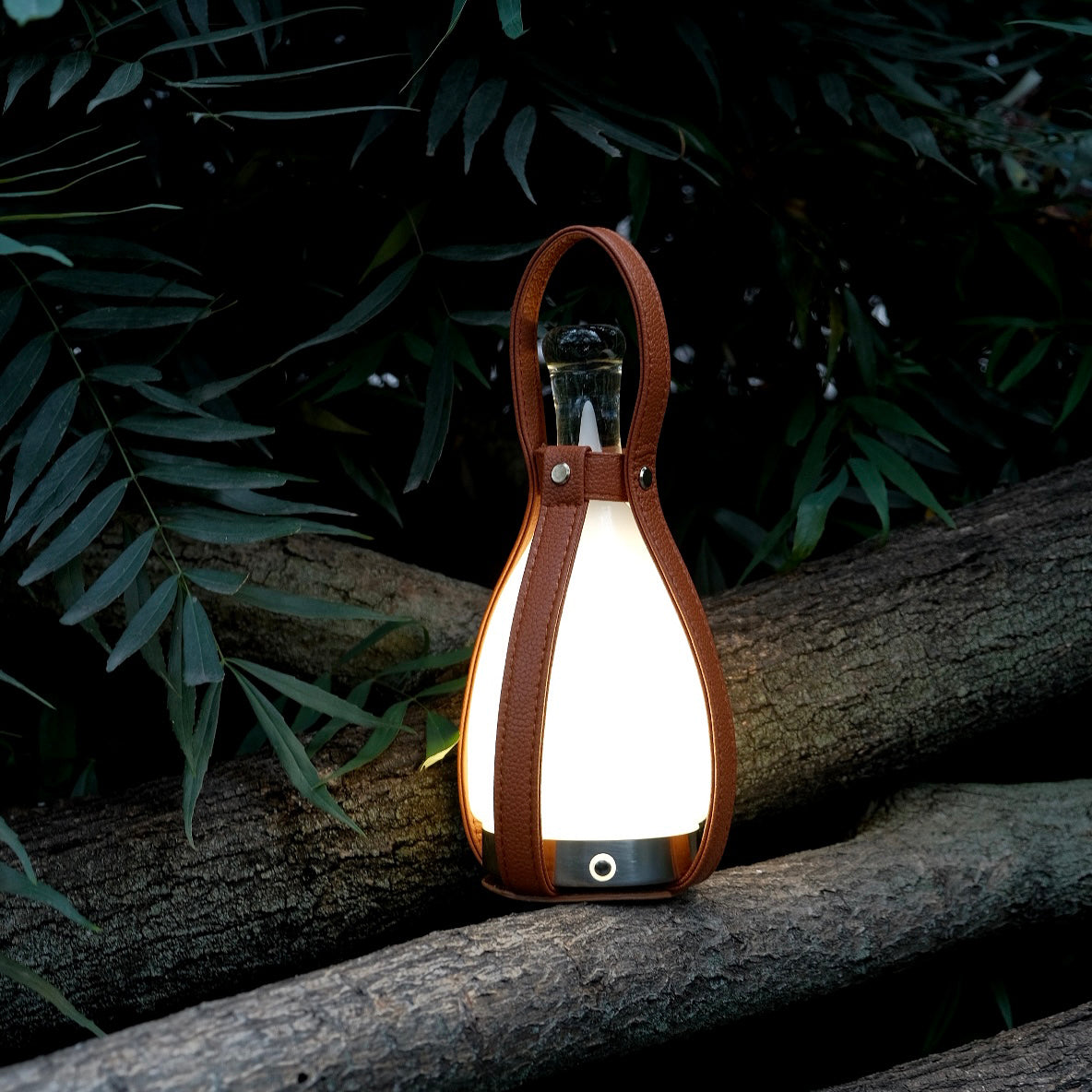 Lampe en verre en cuir Bell | LED portable | Chargement solaire et USB | Design de luxe | Contrôle tactile | Pour cuisine et salon | Ø30