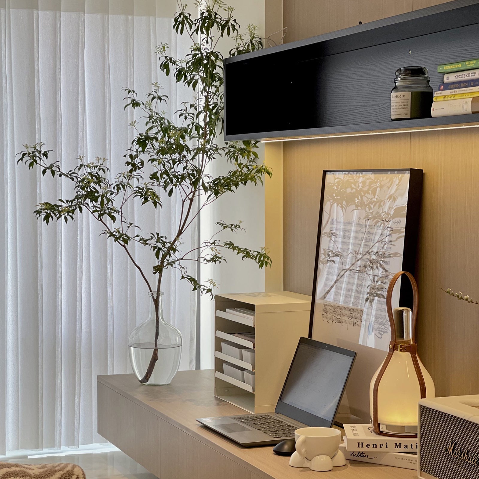 Lampe en verre en cuir Bell | LED portable | Chargement solaire et USB | Design de luxe | Contrôle tactile | Pour cuisine et salon | Ø30