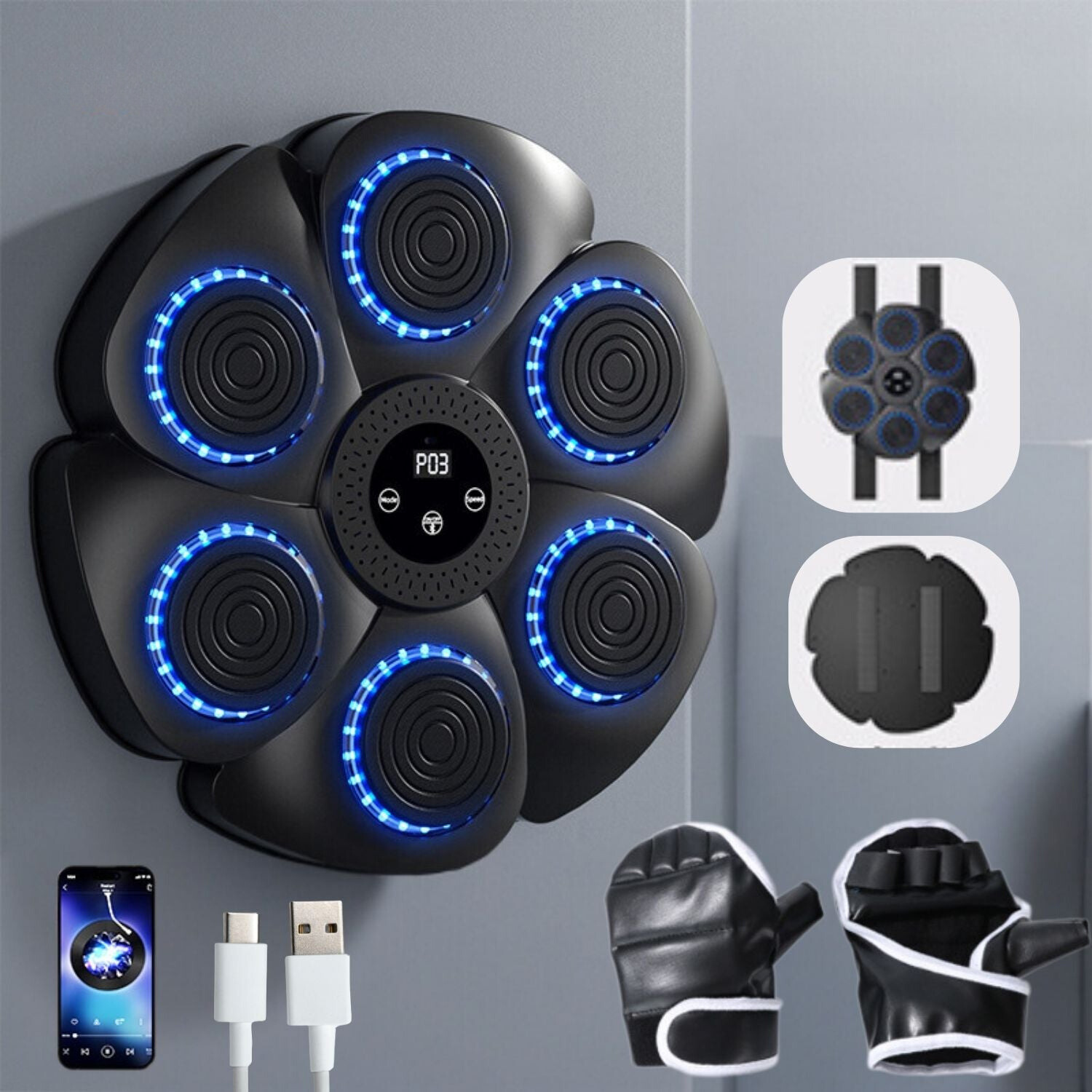 BoxBuddy™ | Interaktiv boksemaskine med smarte sensorer og Bluetooth | Justerbart træningsudstyr til børn og voksne | Holdbart design | Nem montering på væg | Forbedr styrke og reflekser derhjemme