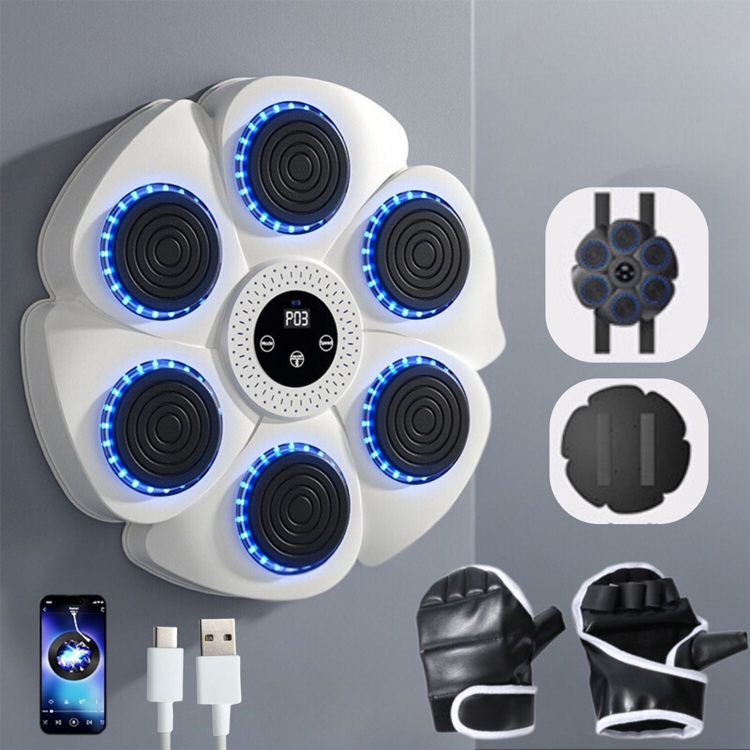 BoxBuddy™ | Interaktiv boksemaskine med smarte sensorer og Bluetooth | Justerbart træningsudstyr til børn og voksne | Holdbart design | Nem montering på væg | Forbedr styrke og reflekser derhjemme
