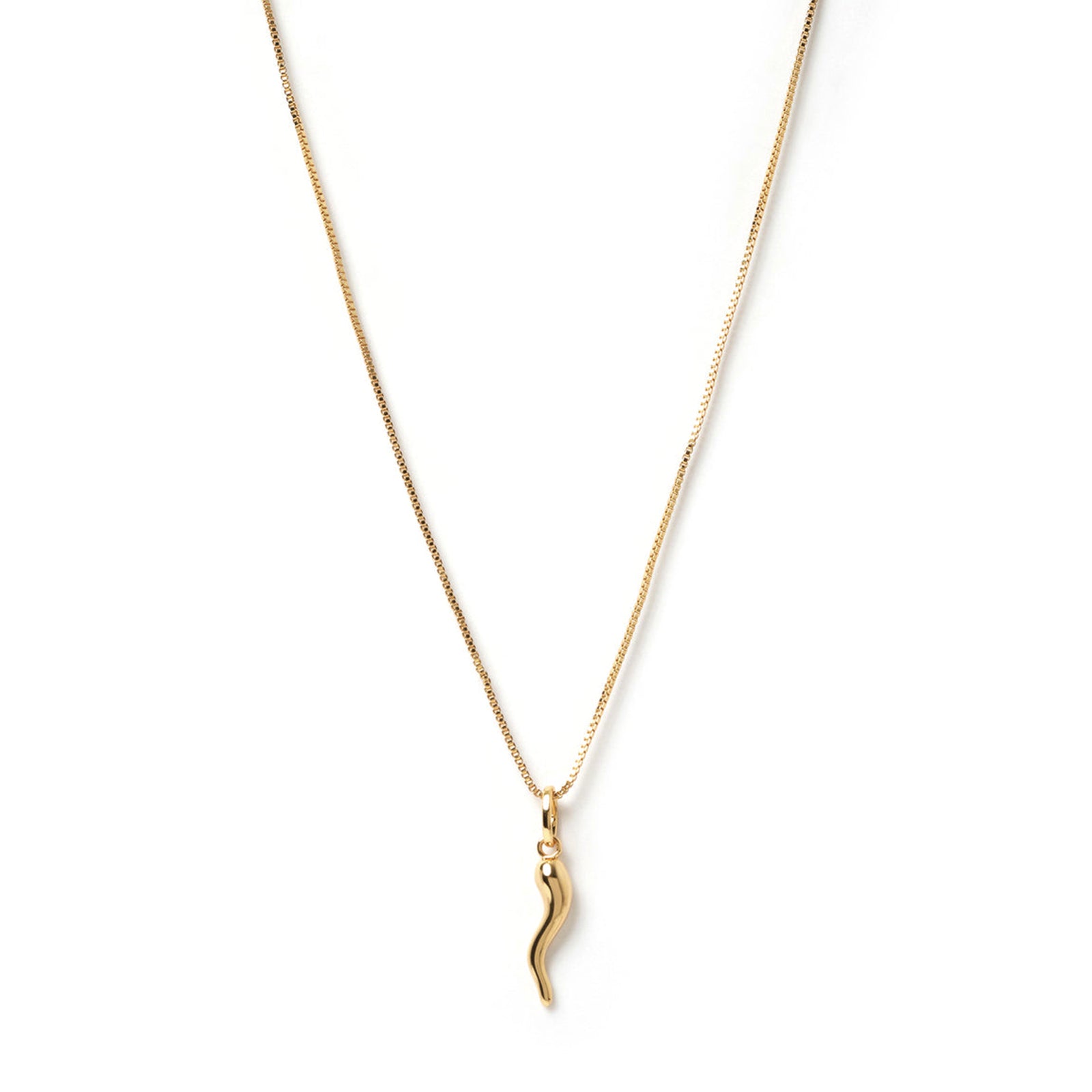 Cornicello-halskæde med guldbelagt charm | Justerbar længde | Rustfrit stål | Lykkeamulet for held og beskyttelse | Italiensk inspireret design