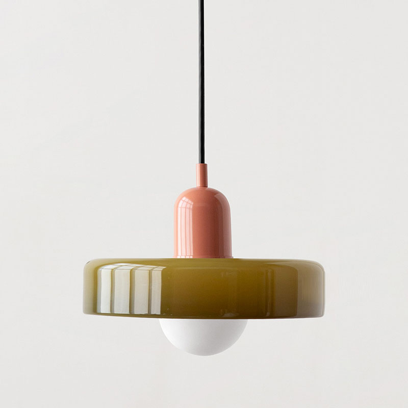 Bauhaus pendel | Farvet glas | Moderne design | Energibesparende lyskilde | Funktionel elegance | Ideel til stue og spisestue | Livlig touch | Elegant detaljeret belysning | Alsidig og stilfuld lampe