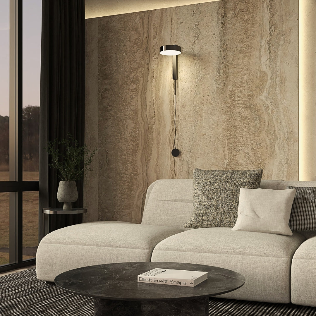 Celine lampskärm | Aluminium | Dimbar LED | Roterande skärm | Modern design | 20W | Vägglampa | Höjd 28 cm | Bredd 10 cm | Justerbar längd 66 cm | UL-certifierad | Lämplig för alla inredningar