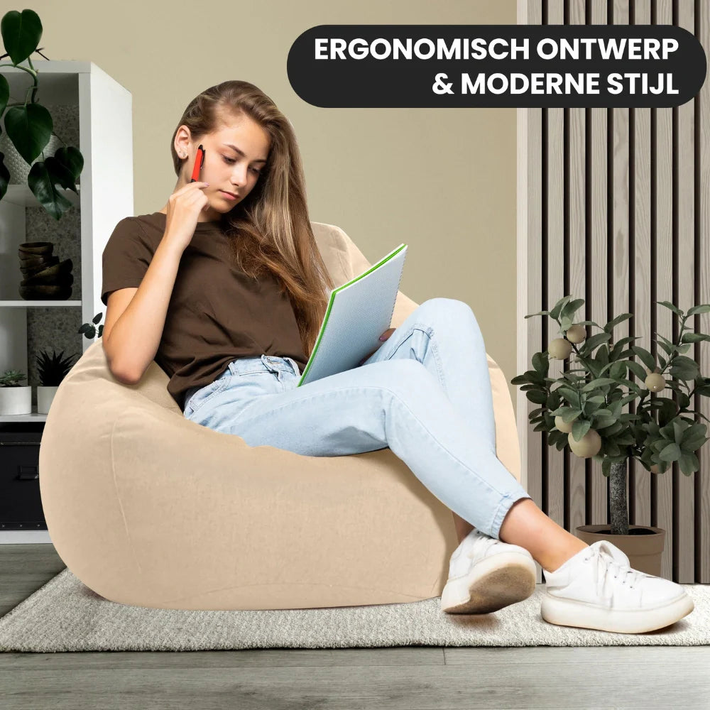 Sækkestol i Premium Linned | Ergonomisk Design | Komfortabel Høj Kvalitets Fyld | Aftageligt og Vaskbart Betræk | Fås i 16 Farver og Flere Størrelser | Ideel til Daglig Brug i Hjemmet