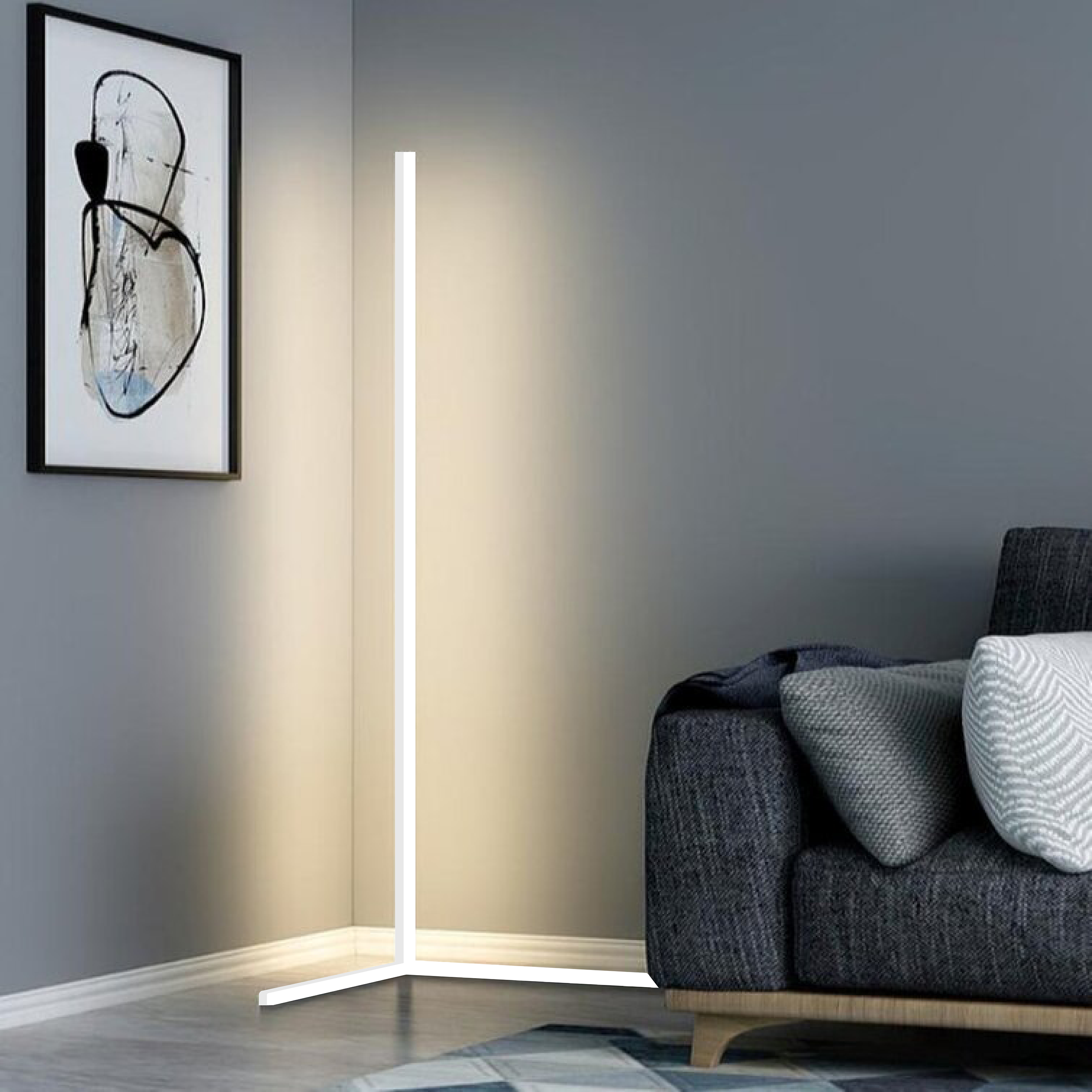 LED Corner Floor Lamp | Modern Lighting for Living Room, Bedroom, Office | Built-in LED