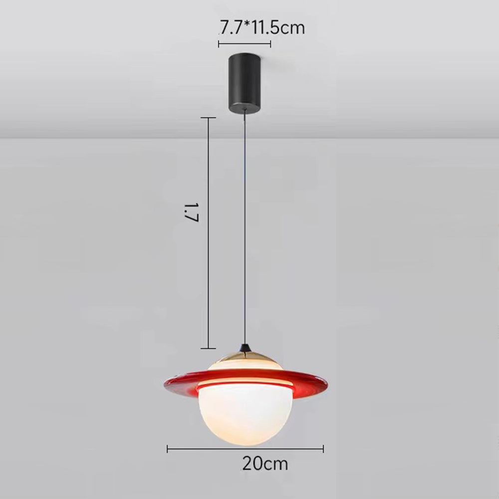 Kreativ LED-taklampa | Färgglad glasdesign | Modern belysning | Lämplig för kök och vardagsrum | 20 cm diameter | Kabelanslutning | CE- och UL-certifierad | Lätt att rengöra | Unikt planetariskt utseende