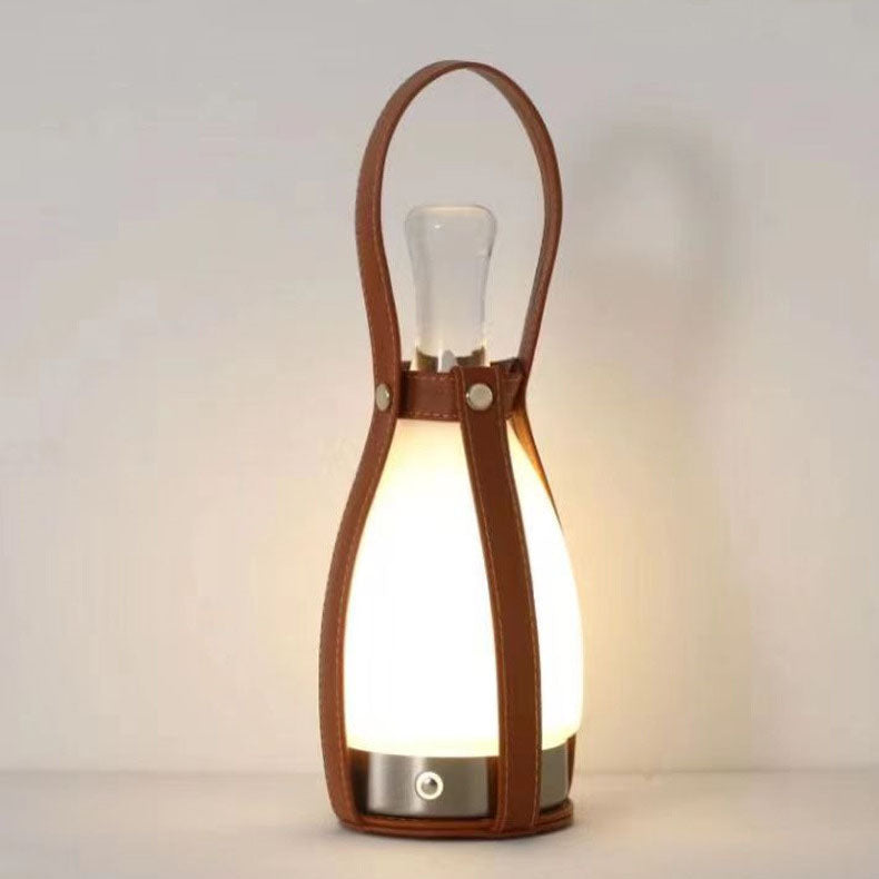 Lampe en verre en cuir Bell | LED portable | Chargement solaire et USB | Design de luxe | Contrôle tactile | Pour cuisine et salon | Ø30