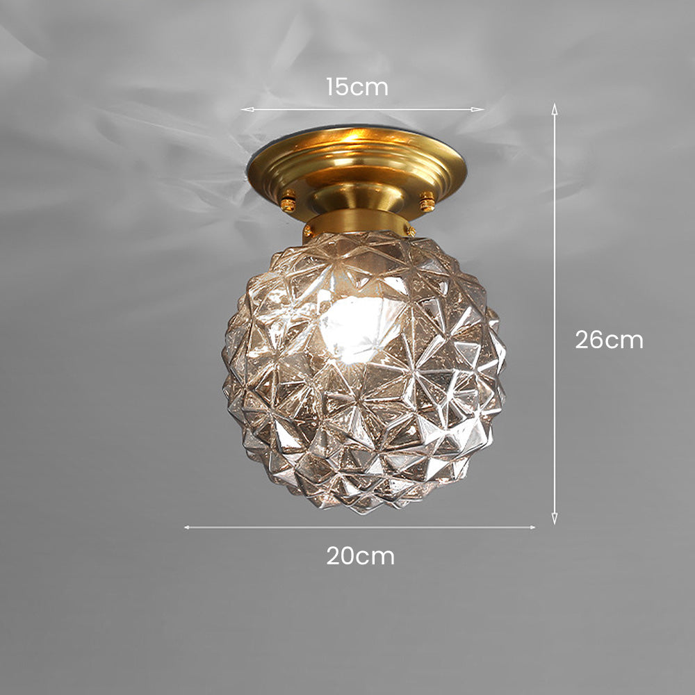 Klare Glaskugel Lampe | Moderne Decke | Rauchgrau/Blau/Klar | D20xH26 cm | E27 Fassung | CE, UL Zertifiziert | Trockene Montage | Wohnzimmer &