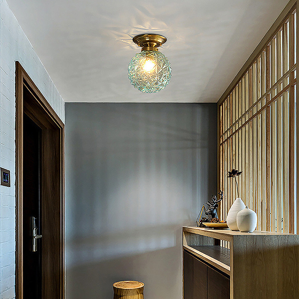 Klare Glaskugel Lampe | Moderne Decke | Rauchgrau/Blau/Klar | D20xH26 cm | E27 Fassung | CE, UL Zertifiziert | Trockene Montage | Wohnzimmer &