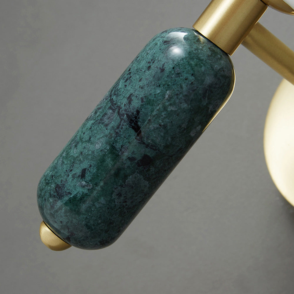 Marmor Wandleuchte | Elegante Nachttischlampe | Modernes Design | Weiß und Grün | Kupferdetails | 25 cm Höhe | CE und UL Zertifiziert