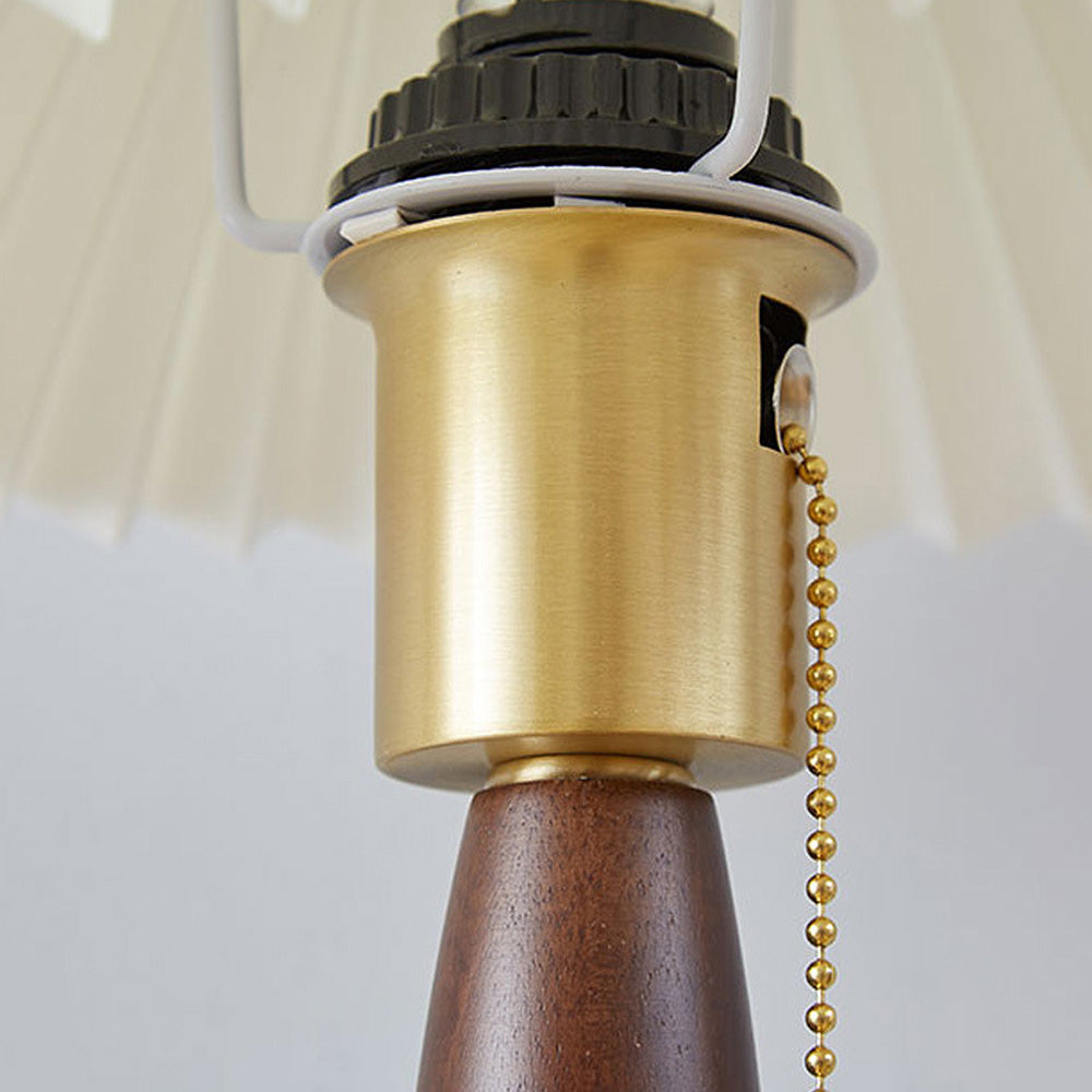 Vägglampa i valnötsträ | Hopfällbar skärm | Justerbar | Modern design | Vit och brun | För vardagsrum, sovrum, matsal | Material: Mässing, trä, PVC | E27-sockel | CE- och UL-certifierad