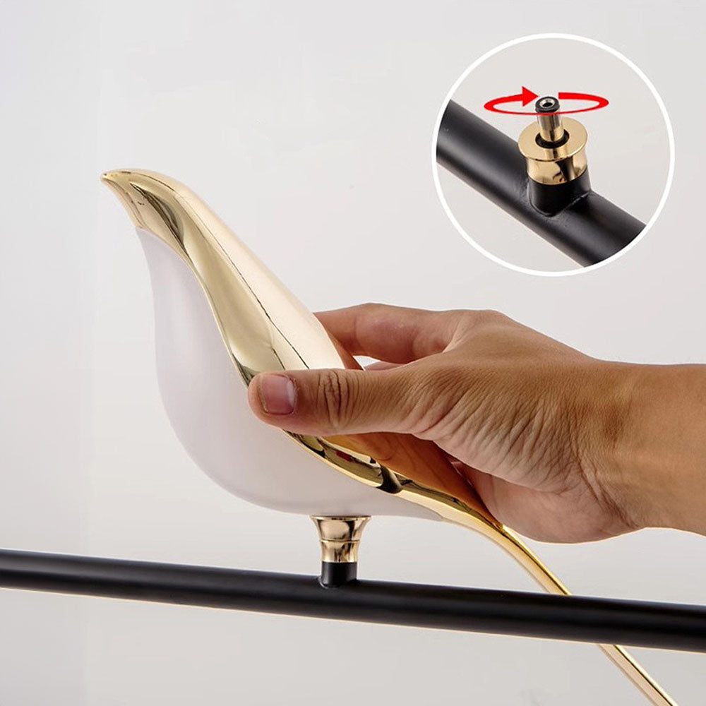 Hänglampa | Kreativa fåglar LED-girlang | Fågelmotiv | Justerbar längd | Guld | 30 cm - 121 cm diameter | Metall + akryl | Inbyggd LED | Matsal, vardagsrum, sovrum | 110-120 V | Torr plats